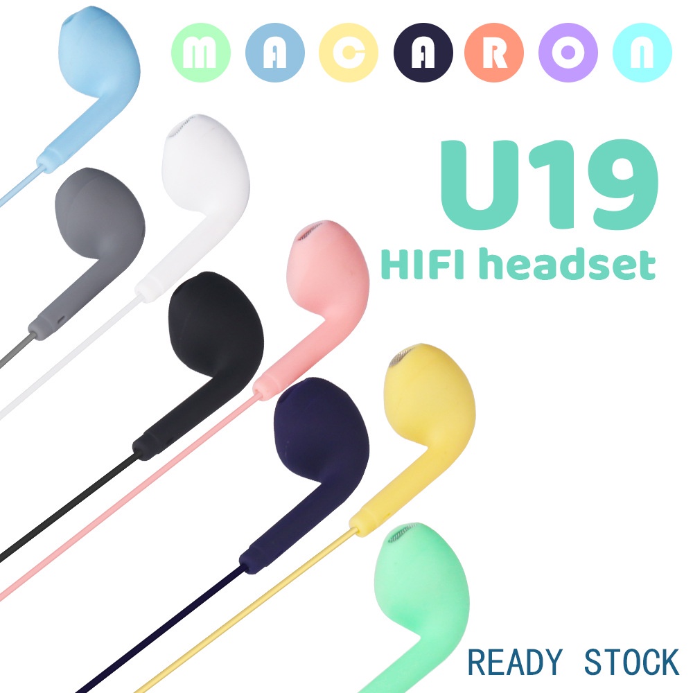 Handsfree Macaron Headset Kabel Warna Warni Bisa Buat Telepon dan Musik U19