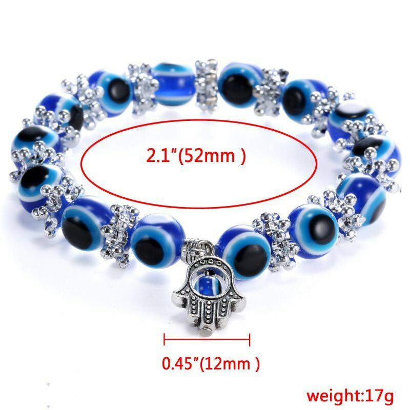 Gelang Tangan Keberuntungan Desain Manik Evil Eye Biru Gaya Turki Untuk Wanita