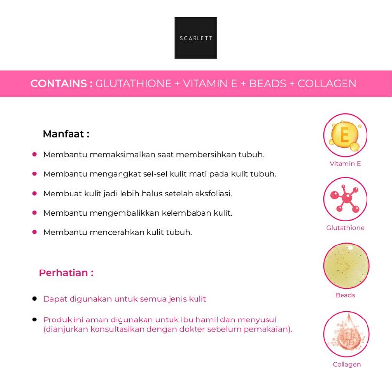 SCARLETT Brightening Body Shower Pomegrante Cucumber Mango Coffee - Scarlett ShowerScrub By Felicya Angelista