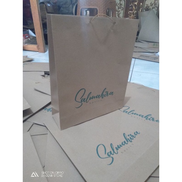 

paperbag plus sablon ukuran 30x10x40