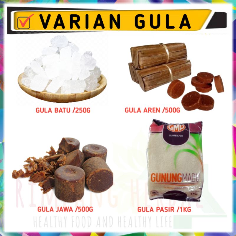 

Gula | gula pasir | gula jawa | gula batu | gula aren