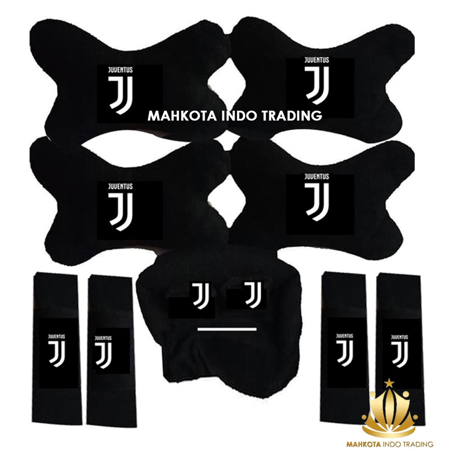 Bantal Jok Mobil JUVENTUS JUVE Set 9 PC / Bantal Leher Mobil JUVE LOGO BARU 9 PC PROMO MURAH