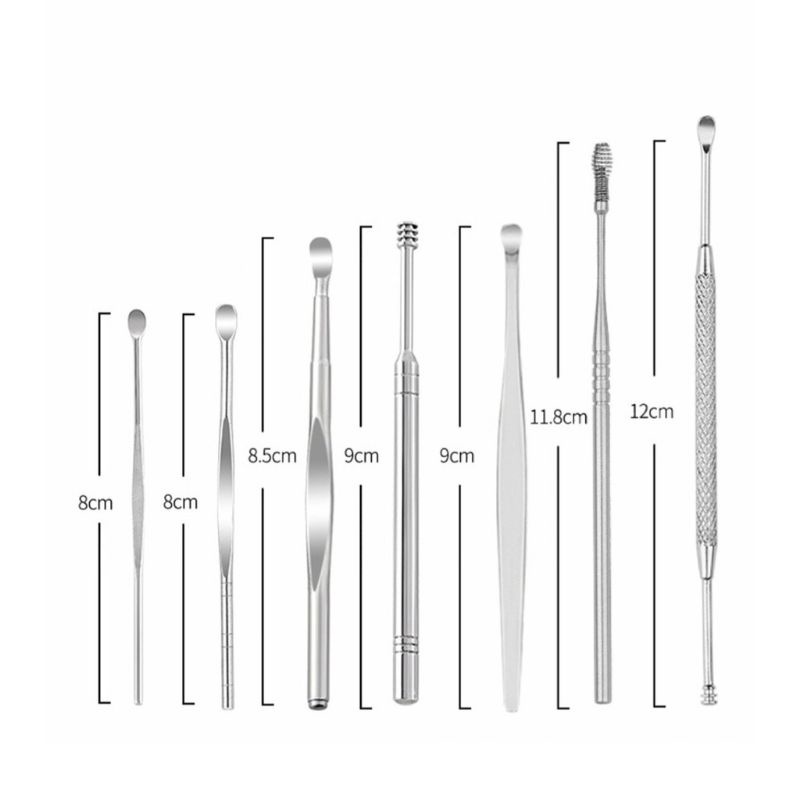 Set Alat Pembersih Telinga Korek Kuping Removing Wax Stainless Isi 8 &amp; 6 Pcs
