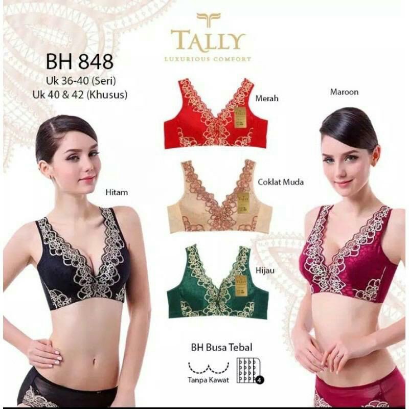Bh Tally 848 Push Up | Tally Bra Push Up Busa Tebal Sayap Lebar Tanpa Kawat Kait 4