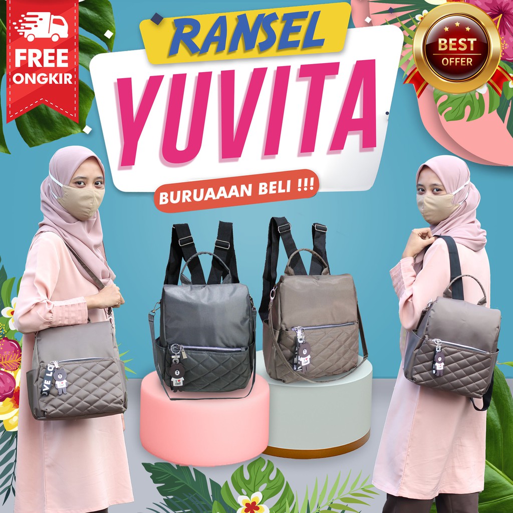 Ransel Fashion Cewek YUVITA Remaja Dewasa Tas Gendong Stylish Keren Daily Bagus Backpack Perempuan Simple