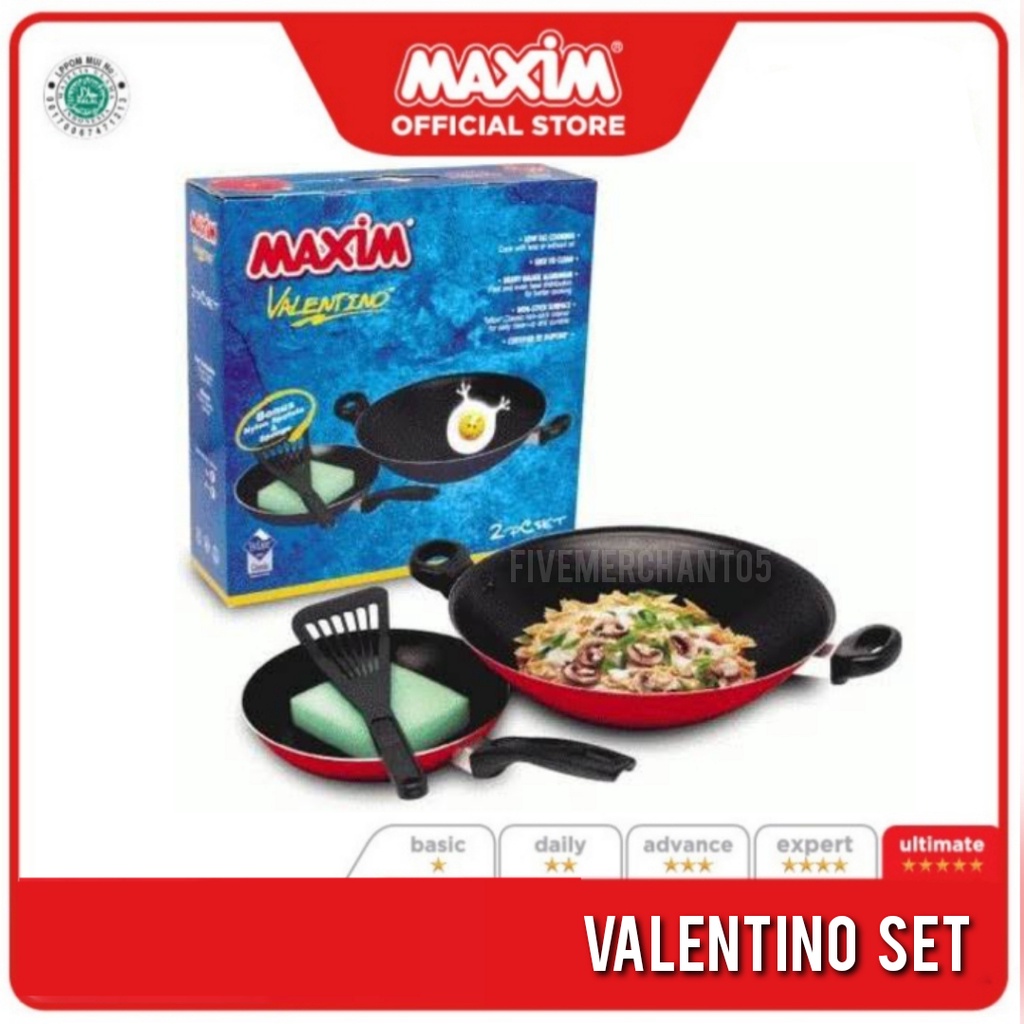 Wajan Teflon Set Maxim Valentino 2pcs Panci Teflon Maxim Set Valentino 2pcs Wajan Valentino Set