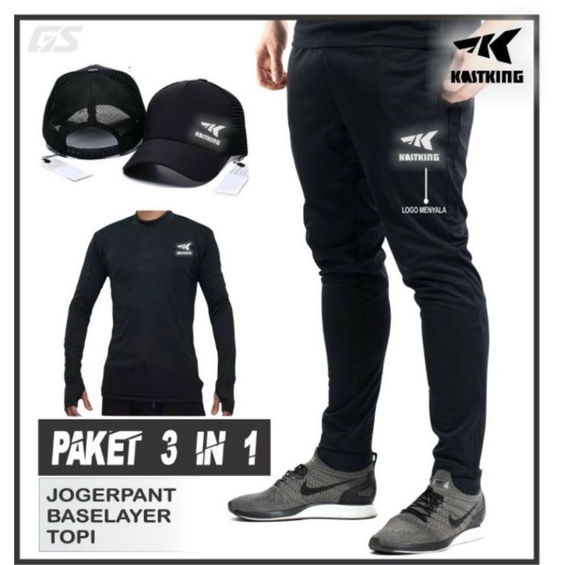 ⭐⭐⭐⭐⭐Paket 3 in 1 Celana mancing slimfit joger sepeda training mancing manset mancing topi mancing