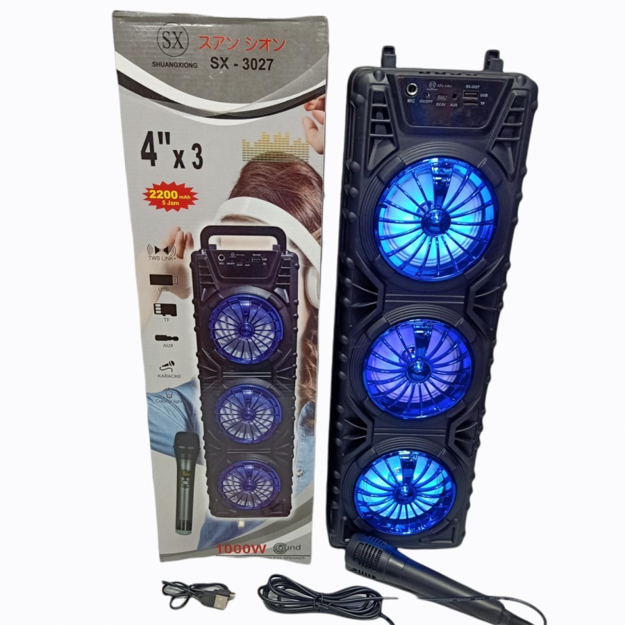 COD SPEAKER BLUETOOTH KARAOKE 3 TINGKAT SX-3027 BONUS MIC KARAOKE X-BASS//SPEAKER SALON AKTIF SX-3027 SUPER BASS