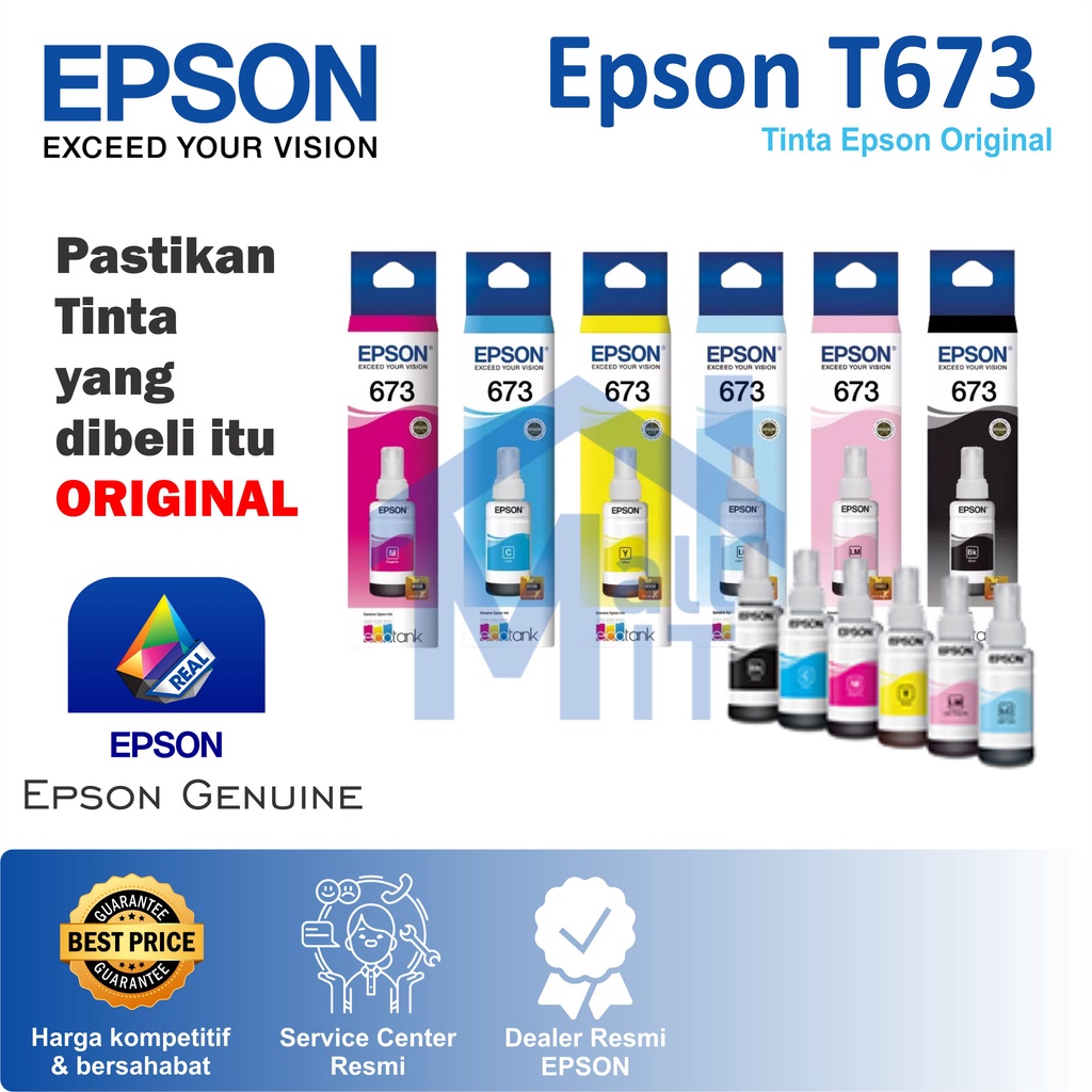 (BISA COD) (ORI) TINTA EPSON T673 T 673 ASLI ORIGINAL TINTA L800 TINTA L805 TINTA L850 TINTA L1800