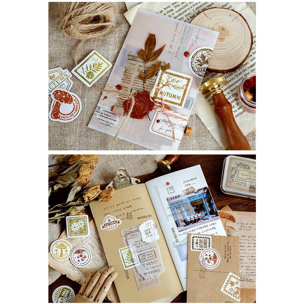 46pcs/set Stiker Motif Daun Kreatif Untuk Diary/Kantor/Kalender