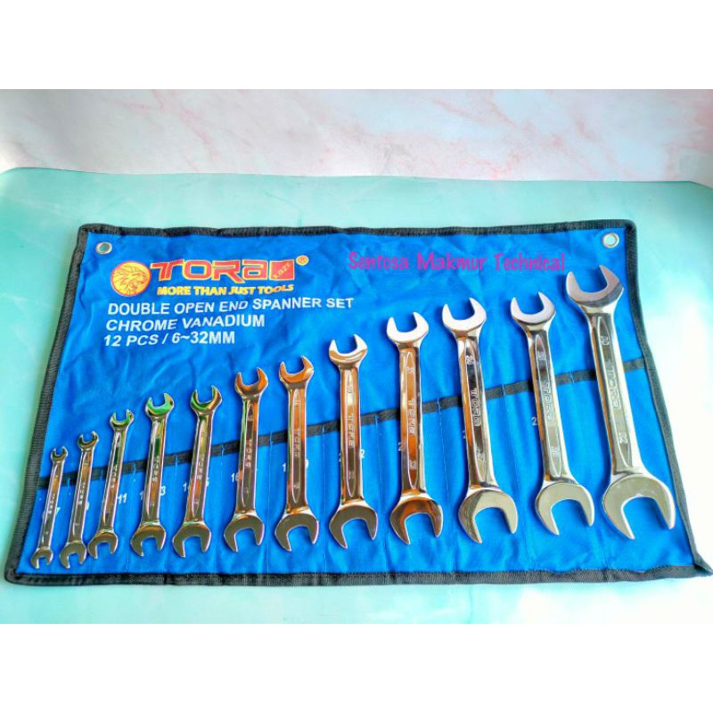 TORA 12 PCS Kunci Pas Double Open End Spanner Set 6 - 32 MM