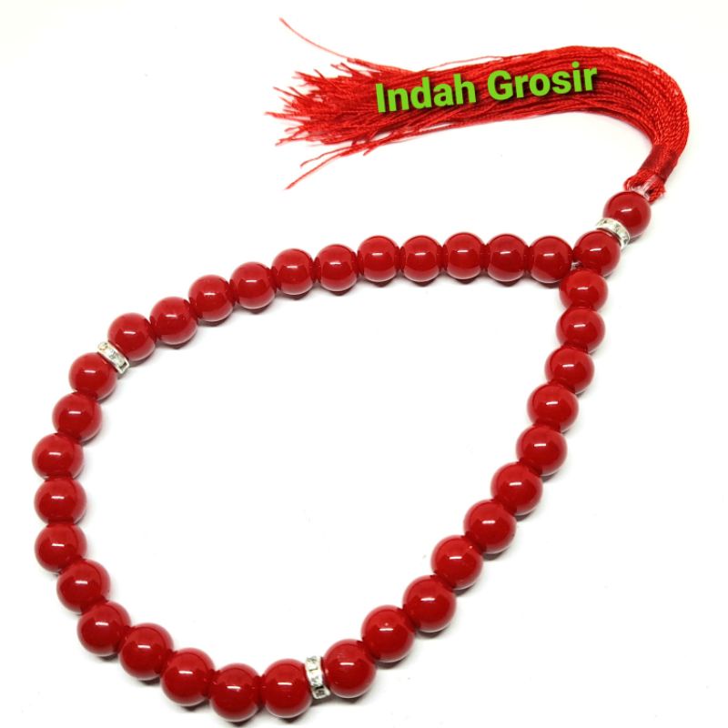 Tasbih batu marjan merah 33butir dim 8mm