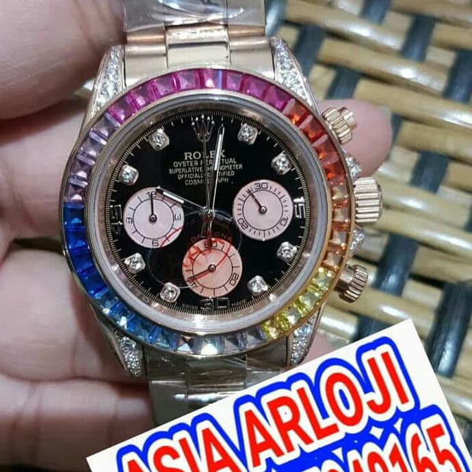 JAM TANGAN COWOK ROLEX DAYTONA DIOMOND ROSEGOLD SUPER PREMIUM