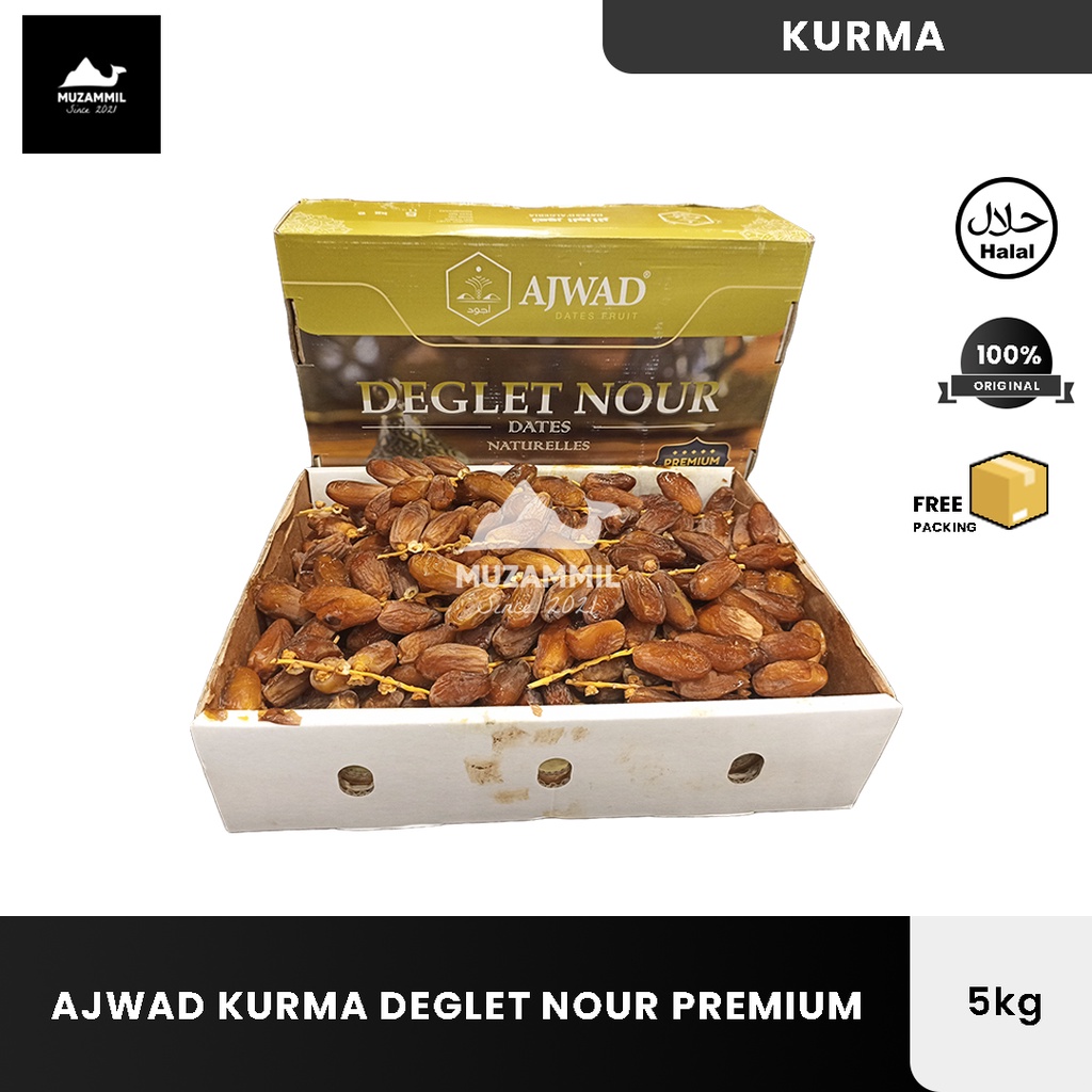 

Kurma Tangkai 5kg Kurma Tunisia Tangkai Deglet Nour AJWAD Premium