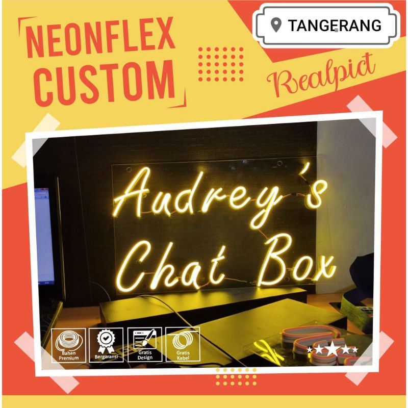 Neon Flek Costum 15 cm Perhuruf /Neon Sign/ Huruf Lampu/ Huruf Timbul