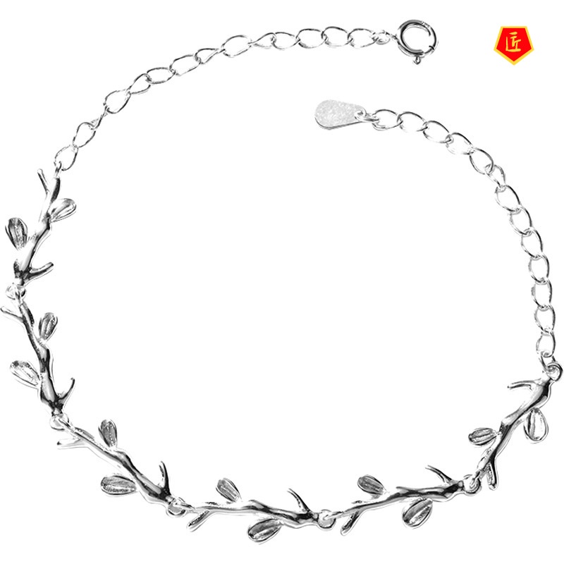 [Ready Stock]925 Silver Simple Leaf Branch Bracelet