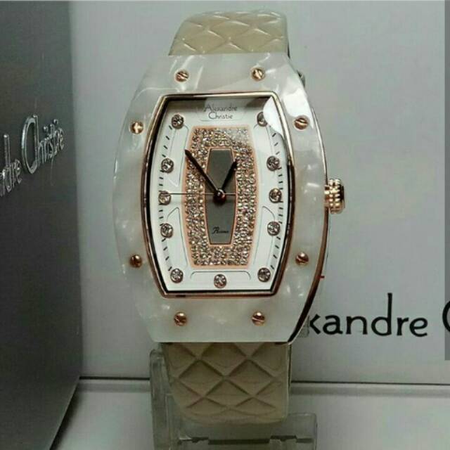 TERMURAH jam tangan perempuan alexandre christie 6238 passion White cream