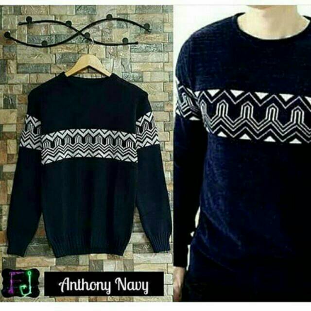 Sweater Rajut Pria Anthony Rajut Tribal / anthony navy sweater rajut pria