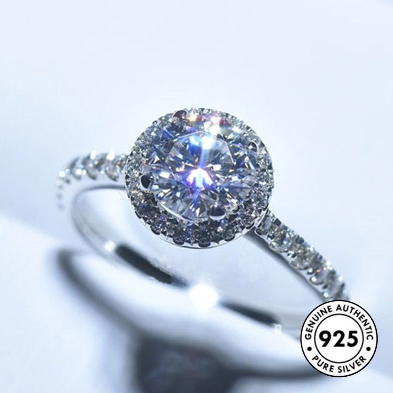 Cincin Berlian Bahan S925 Silver Untuk Wanita