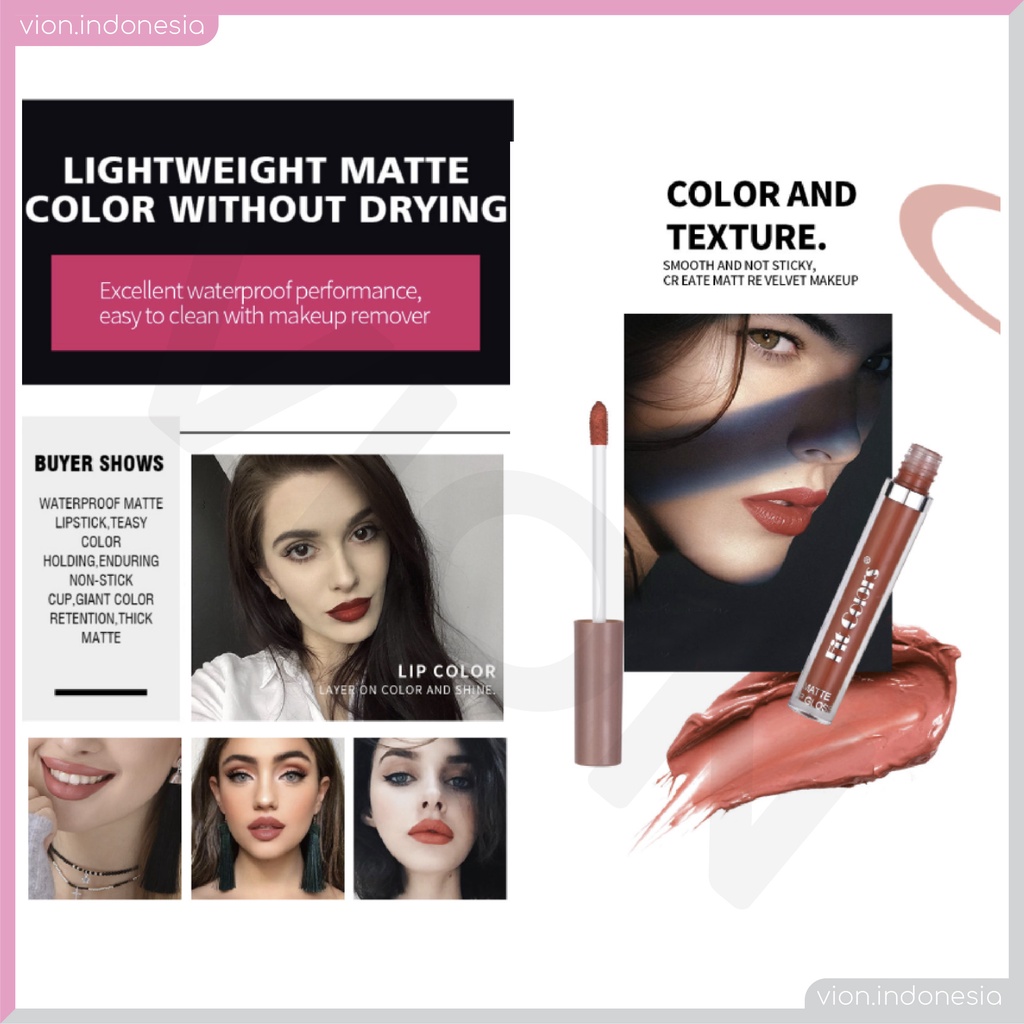 FIT COLORS Matte Color Lipstick Lip Glaze Lip Gloss Tahan Lama Lipstik Original FC009