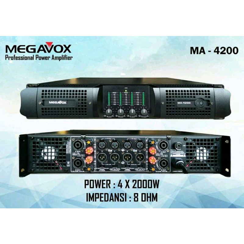 Power Megavox Ma 4200 Original Power Amplifier 2000 Watt × 4 Channel