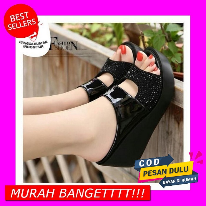 Lt1 Ane1018 Anela Lyne Sadimah Wedges Sandal Import Wedges Anabelle Hi Sepatu Wanita Wedges Km77 -