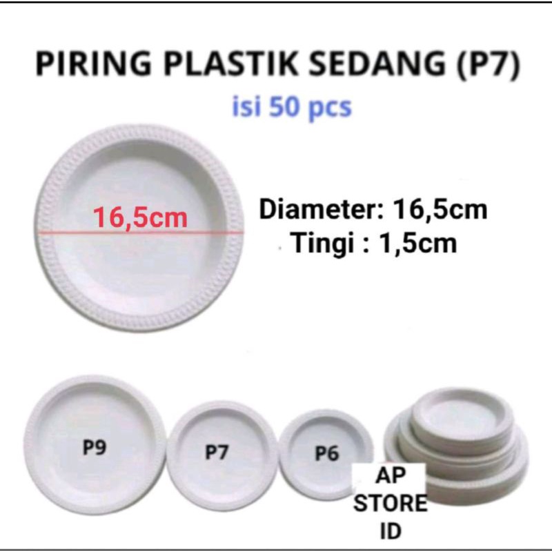 isi 50pcs Piring Plastik P6,P7 &amp; P9 / Piring Pesta Sekali Pakai