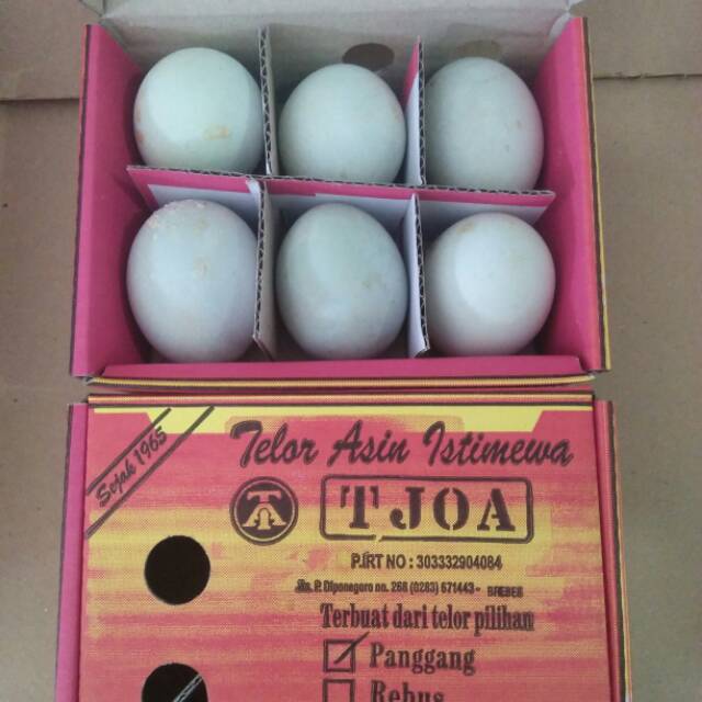 

Telor Asin Tjoa Panggang kemasan isi 6