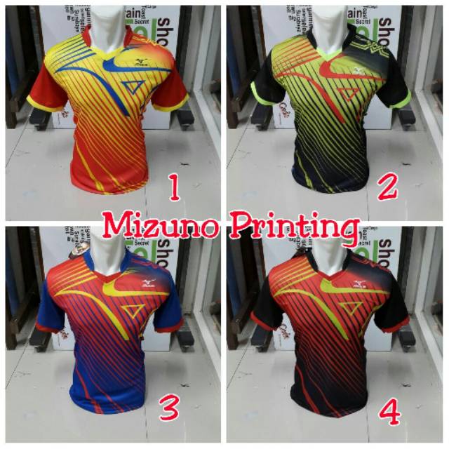 Baju atasan mizuno printing volly badminton