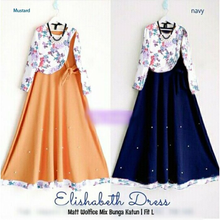 Gaun / dress wanita / cewe Gamis wanita /baju gamis motif bunga /mix katun bunga untuk pesta kerja h