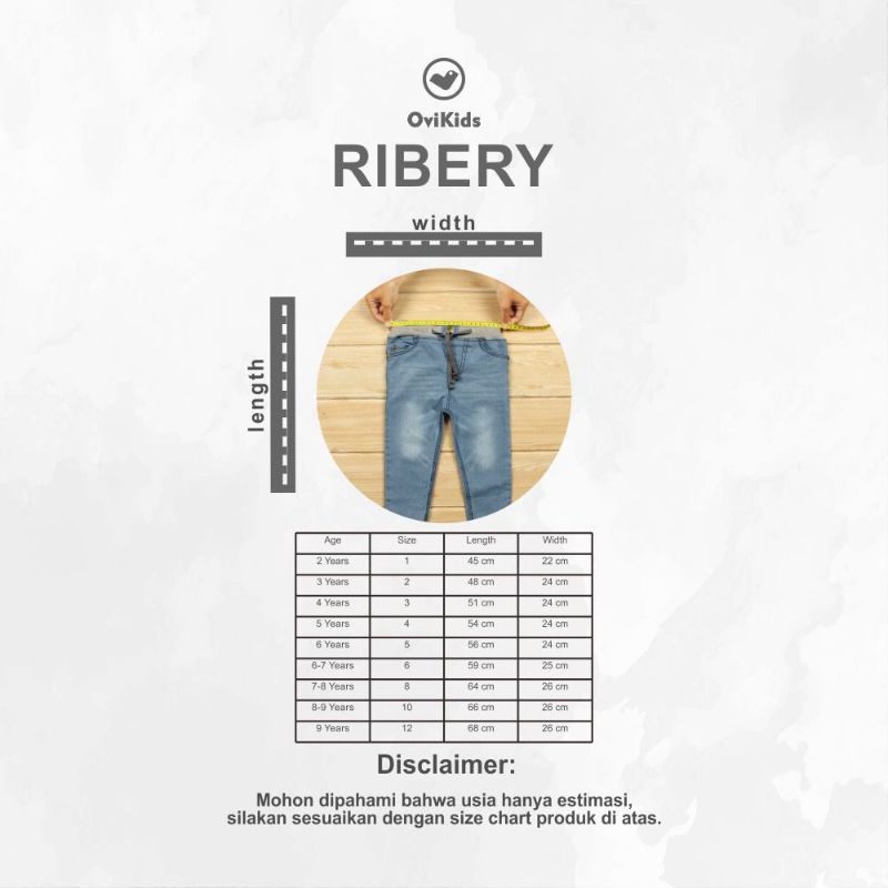 OVIKIDS-COMFY JEANS- RIBERY , jeans panjang anak rib abu unisex (2-9) tahun