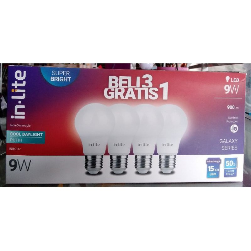 In Lite Lampu LED Multipack Beli 3 gratis 1  5W, 7W, 9W, 12W, 15W