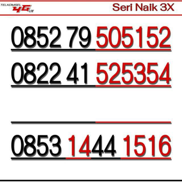 Nomor Cantik Telkomsel seri Naik 12345