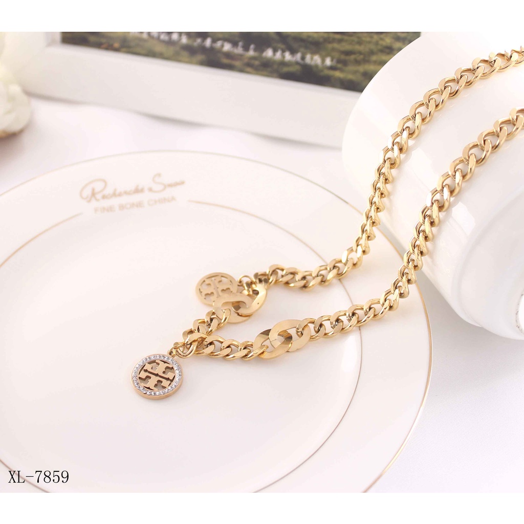 Set Perhiasan Titanium Permata Gelang/Kalung/Anting/Cincin Fashion Jewellery 7859