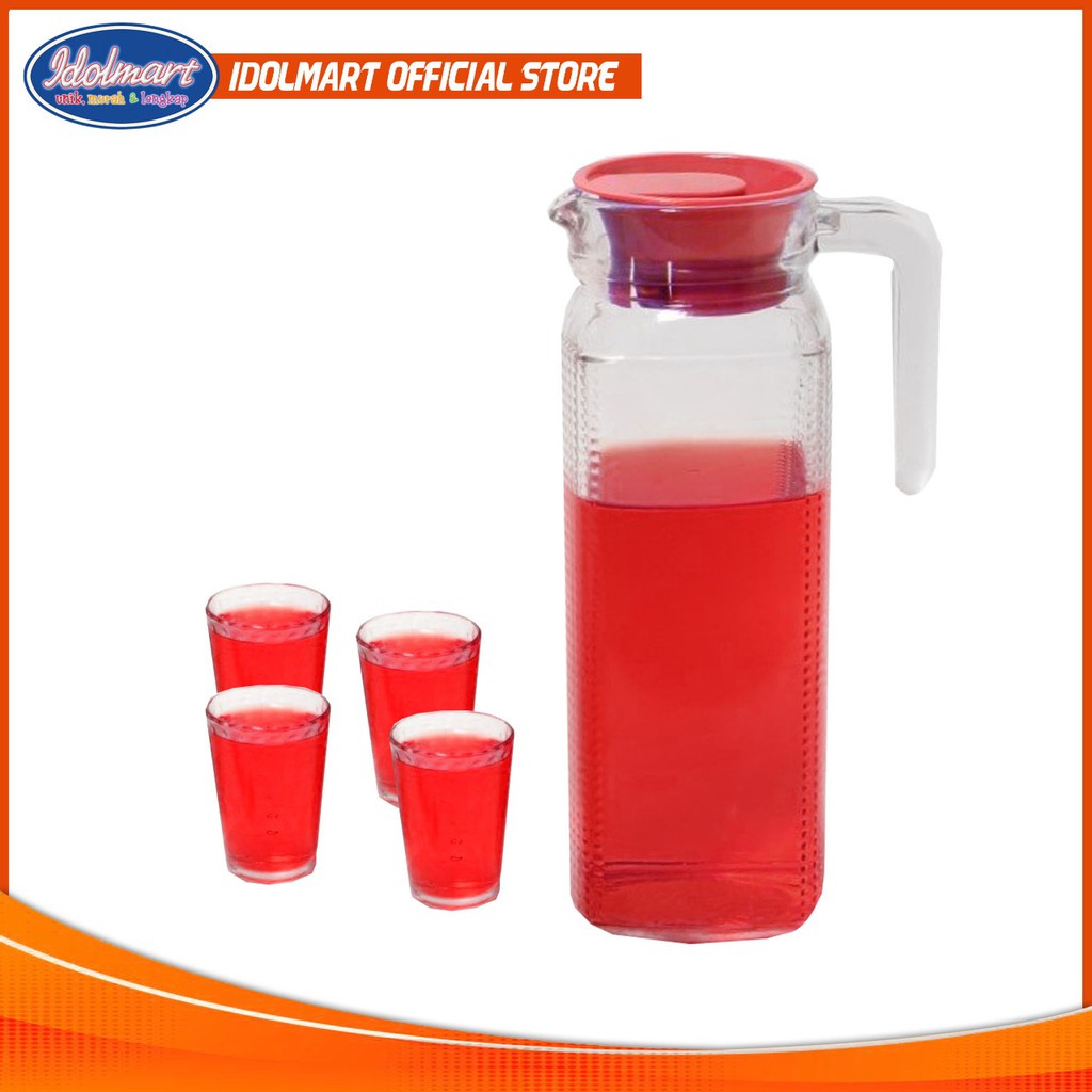 IDOLMART  Pitcher Teko Set Drink Set Kimglass isi 5 pcs Surabaya