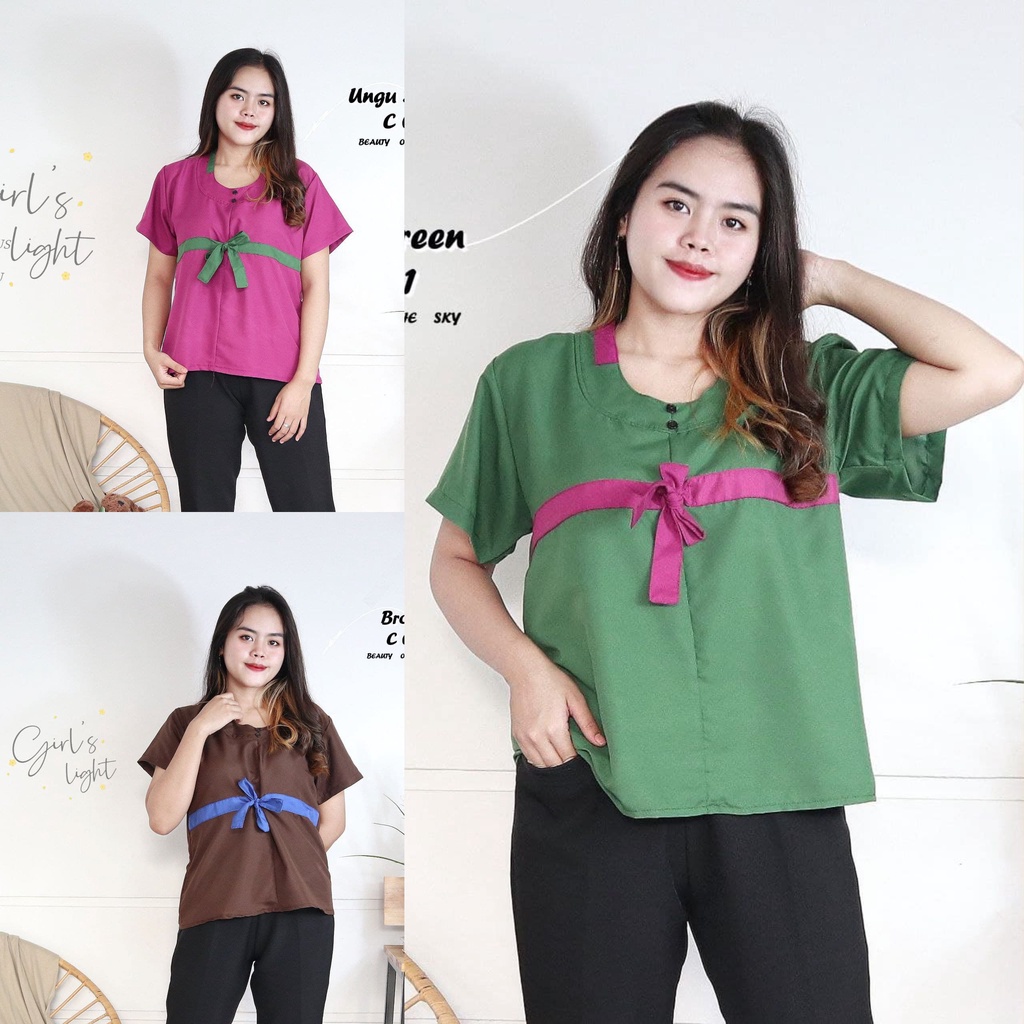 IZANY Blouse Atasan Wanita Hanbook XL plain