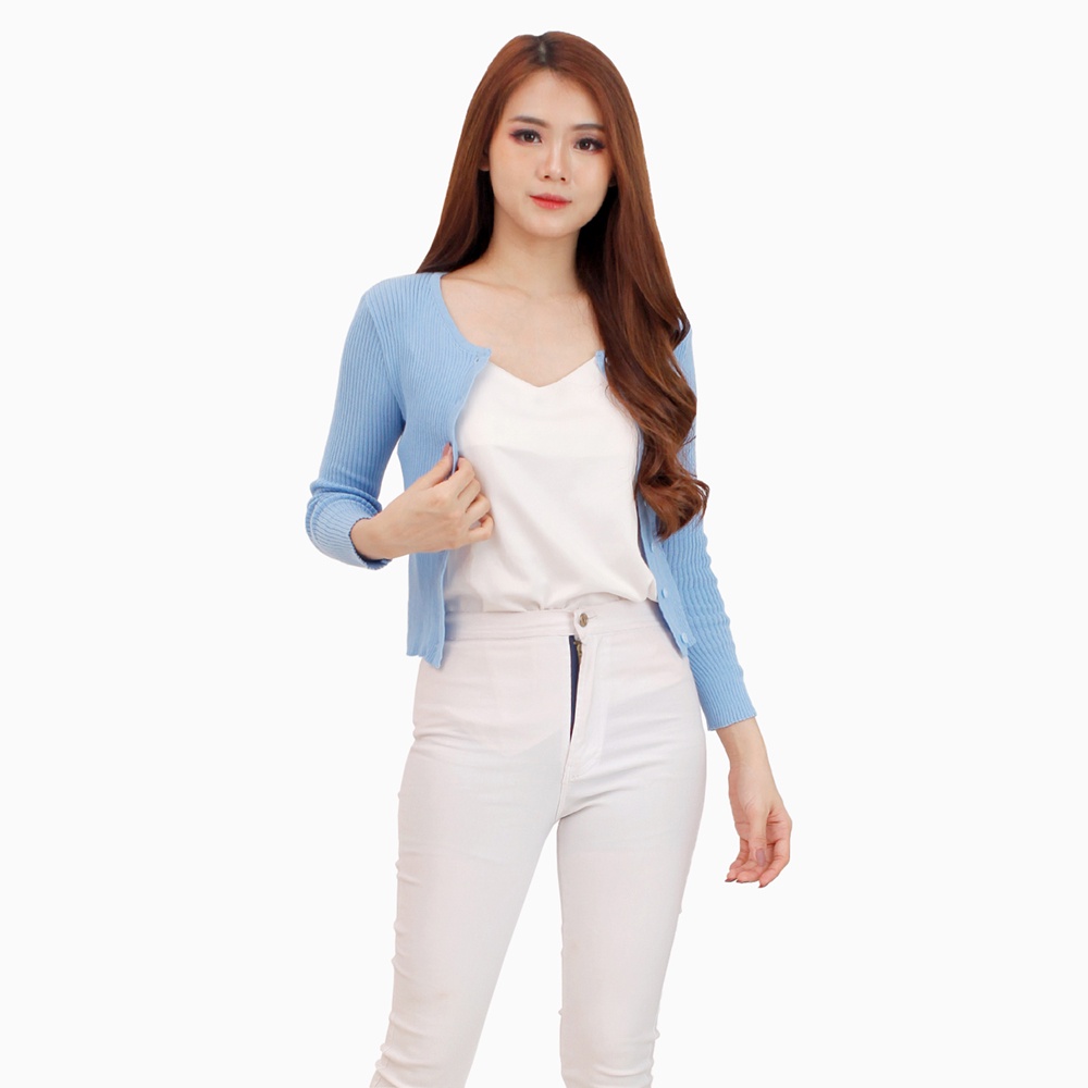 Cardigan Rajut Knitting cropped lengan panjang wanita gaya korea - XSHOP Kahyang