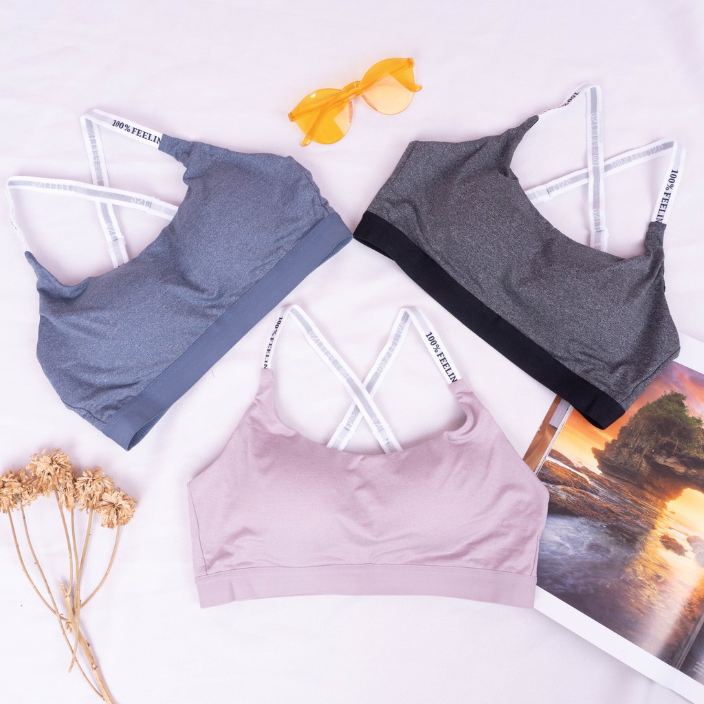 VS - Bra BH Sport Push Up Sexy Bahan Nilon Elastis Tali Silang Wanita  Pakaian Dalam Wanita 399