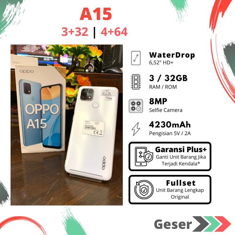 OPPO A15 3/32 & 4/64 Original Garansi ( Seken Like New )