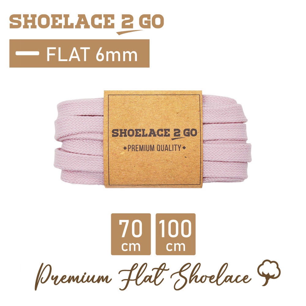 SHOELACE 2 GO PREMIUM TALI SEPATU GEPENG PIPIH FLAT G3 - PINK - 70CM 100CM