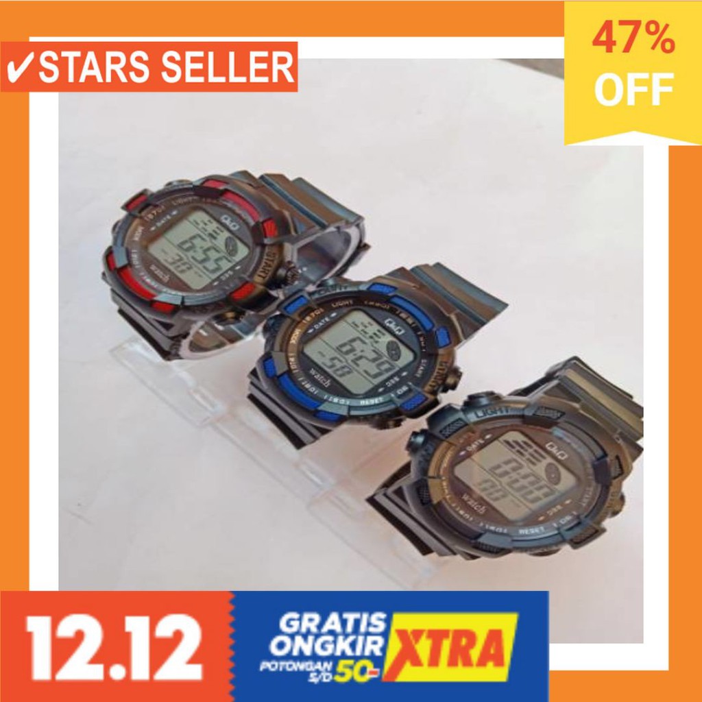 JAM COWOK MASA KINI MURAH TERBARU GSHOK HITAM / Jam Tangan QQ Digital Sport QNQ