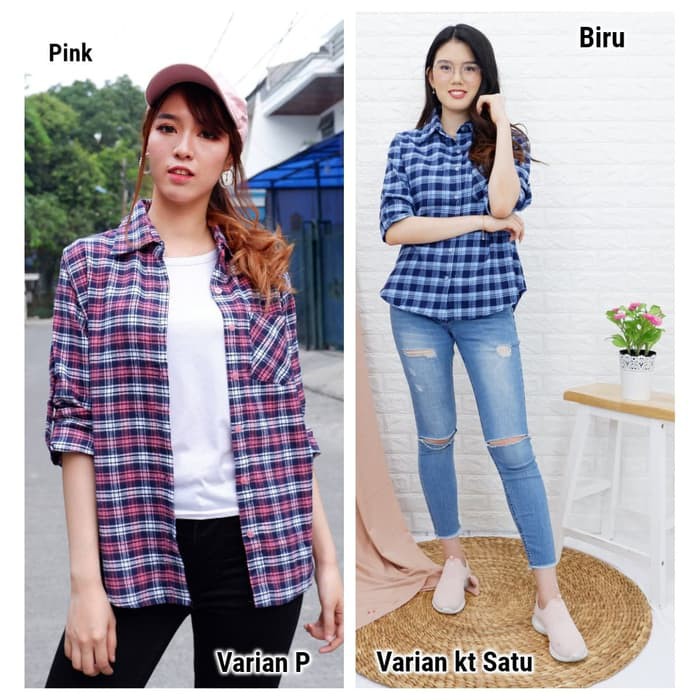 Chamele Kemeja Wanita Model Flanel basic &amp; oversize 2120 / 2209