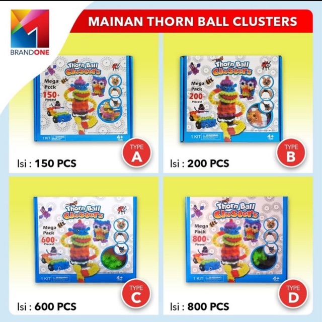 Mainan Edukasi Anak Bunchems Thorn Ball isi 150 - 200 - 600 - 800 Pcs