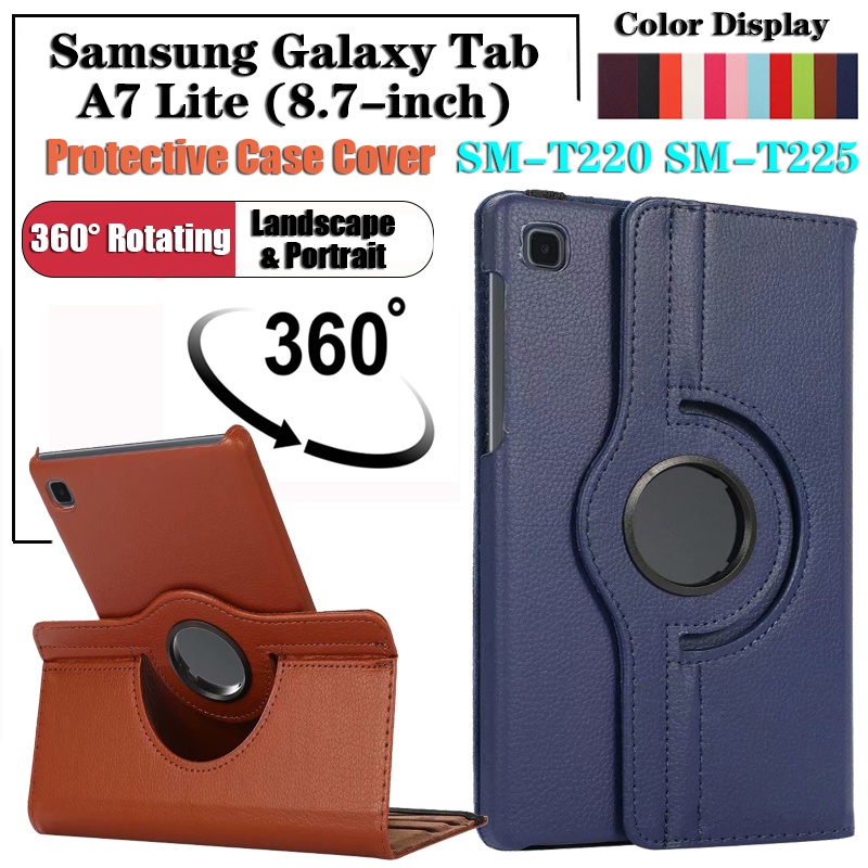 Casing Untuk Samsung Galaxy Tab A7 Lite (2021) 8.7inci SM-T225 SM-T220 360° Flip Case Tablet Bahan Kulit PU Tahan Banting