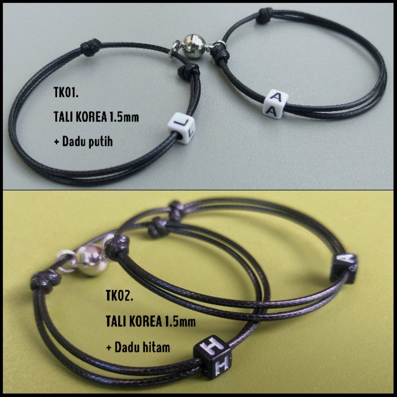 GELANG COUPLE MAGNET INISIAL HURUF DADU