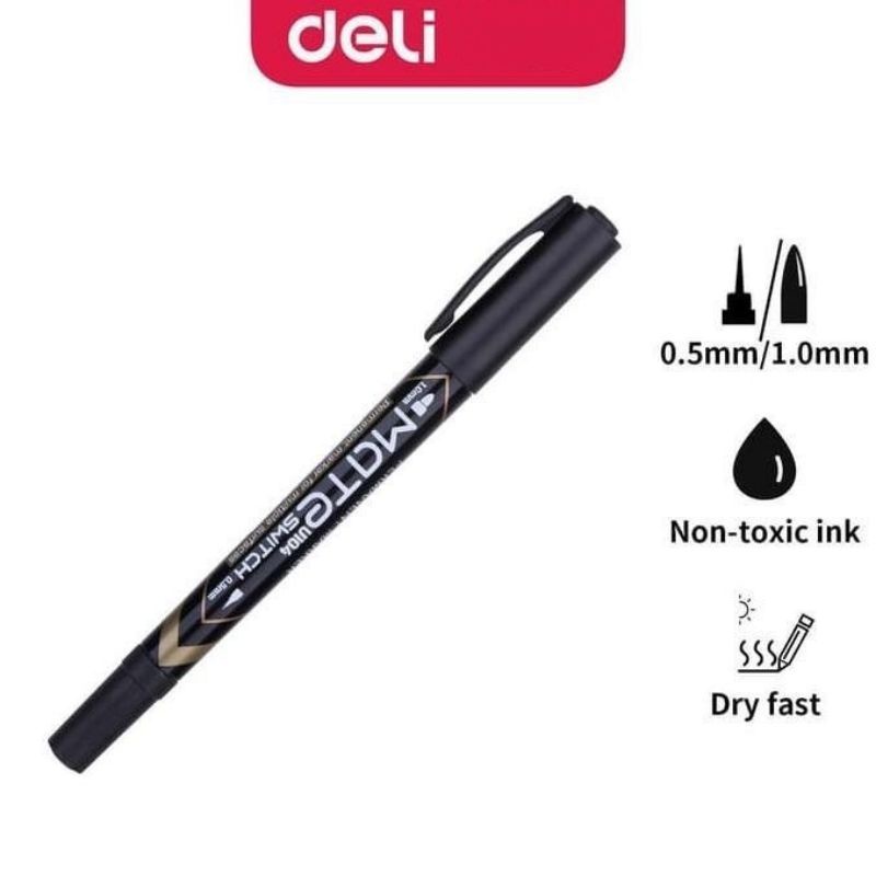 

Deli Permanent Marker Mate Switch 2 Sisi Hitam / Biru EU10420 / EU10430