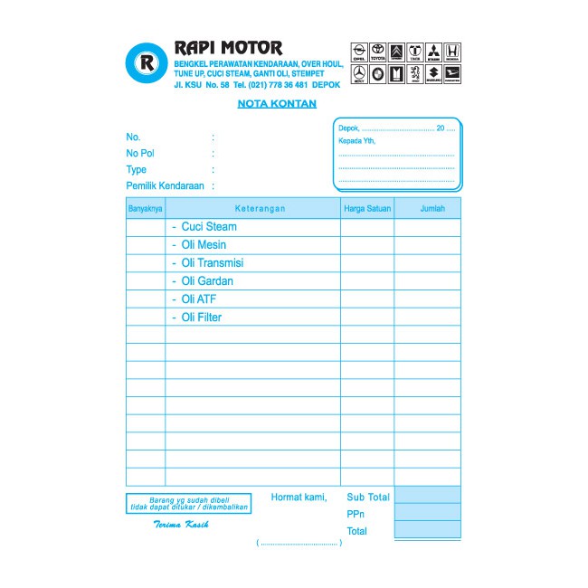 1 4f 5ply 2warna Custom Nota Surat Jalan Kwitansi Bon Invoice Shopee Indonesia