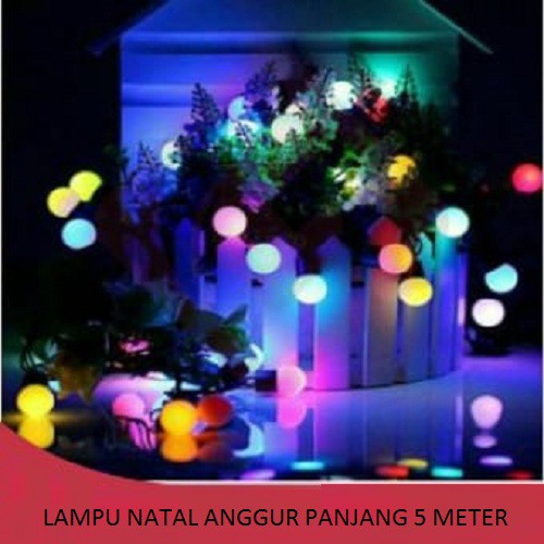 Lampu Natal Anggur Bulat Rainbow - Lampu Hias Natal kelereng bola