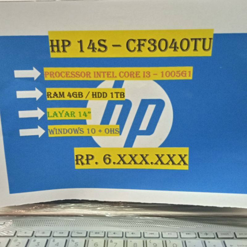 HP 14S - CF3040TU I3 1005G1 4GB HDD 1TB