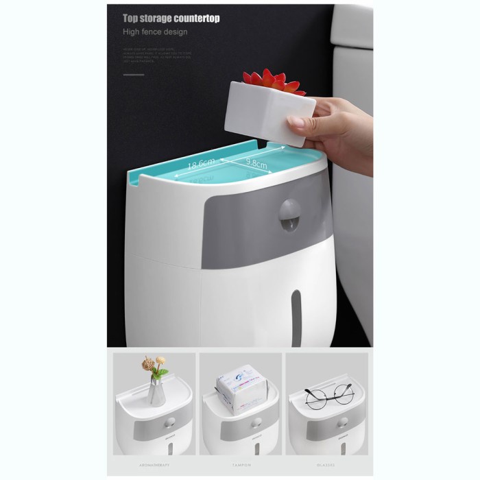 ECOCO Kotak Tisu Tissue Storage Toilet PaperBox Dispenser Double Layer